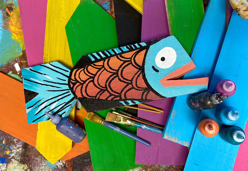 Funky Wood Fish, Custom Signs - Tiki Bar Decor - Gift - Colorful